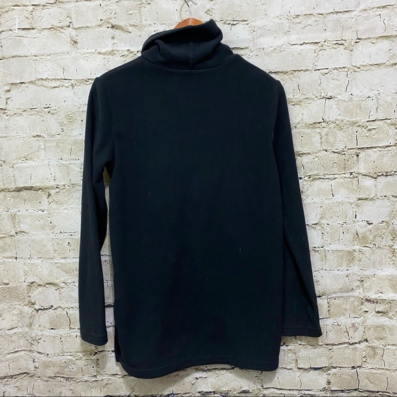 Lands End Black Fleece Mock Neck Turtleneck Base Layer Pullover Top - Picture 2 of 4